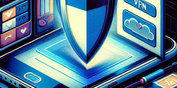 A modern smartphone displaying an adult film app, surrounded by symbols of privacy and security in a digital environment.