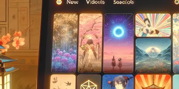 A cozy digital space featuring a sleek streaming platform with vibrant adult video thumbnails and inviting decor.